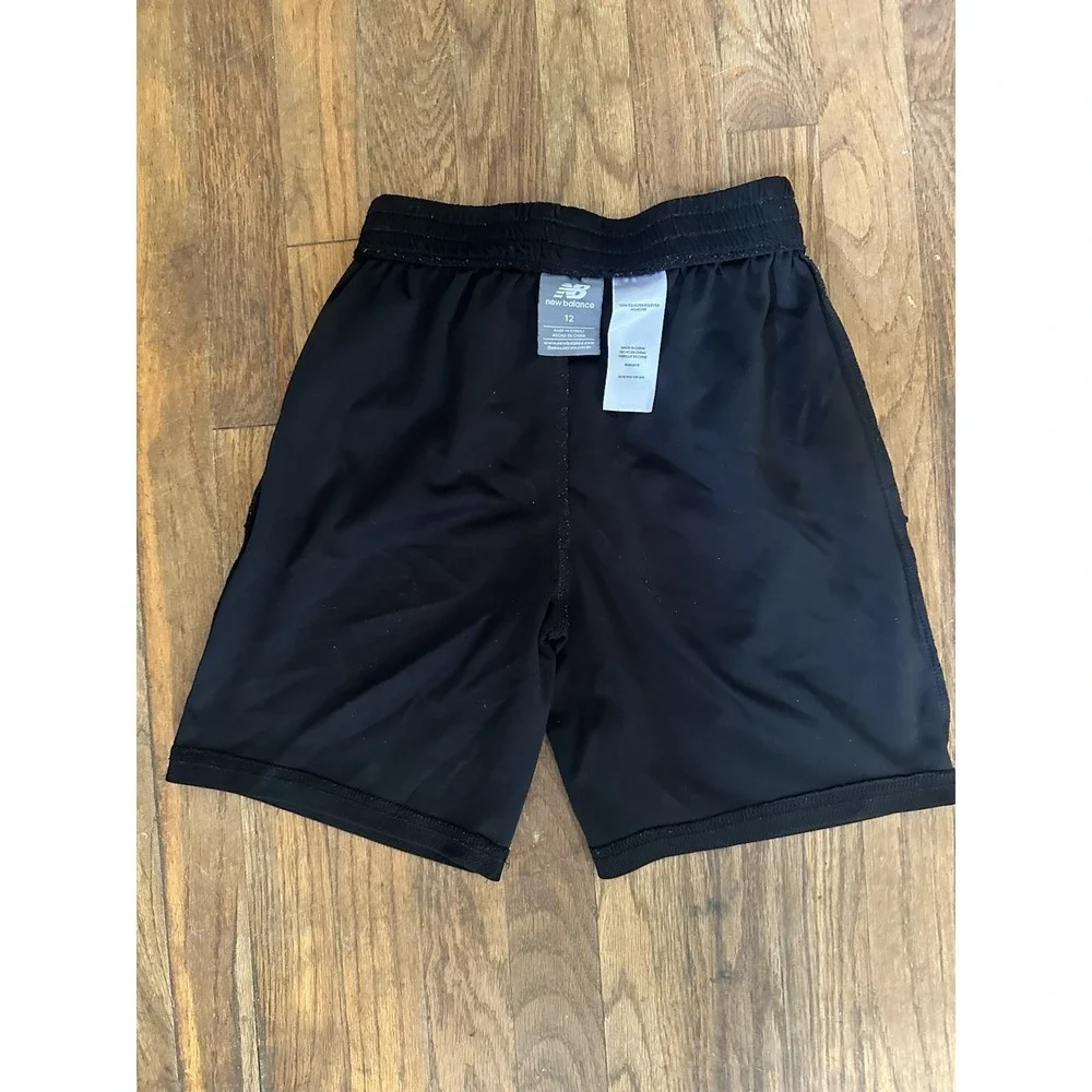 New Balance Black Mesh Athletic Shorts Size 12 Drawstring Breathable Elastic